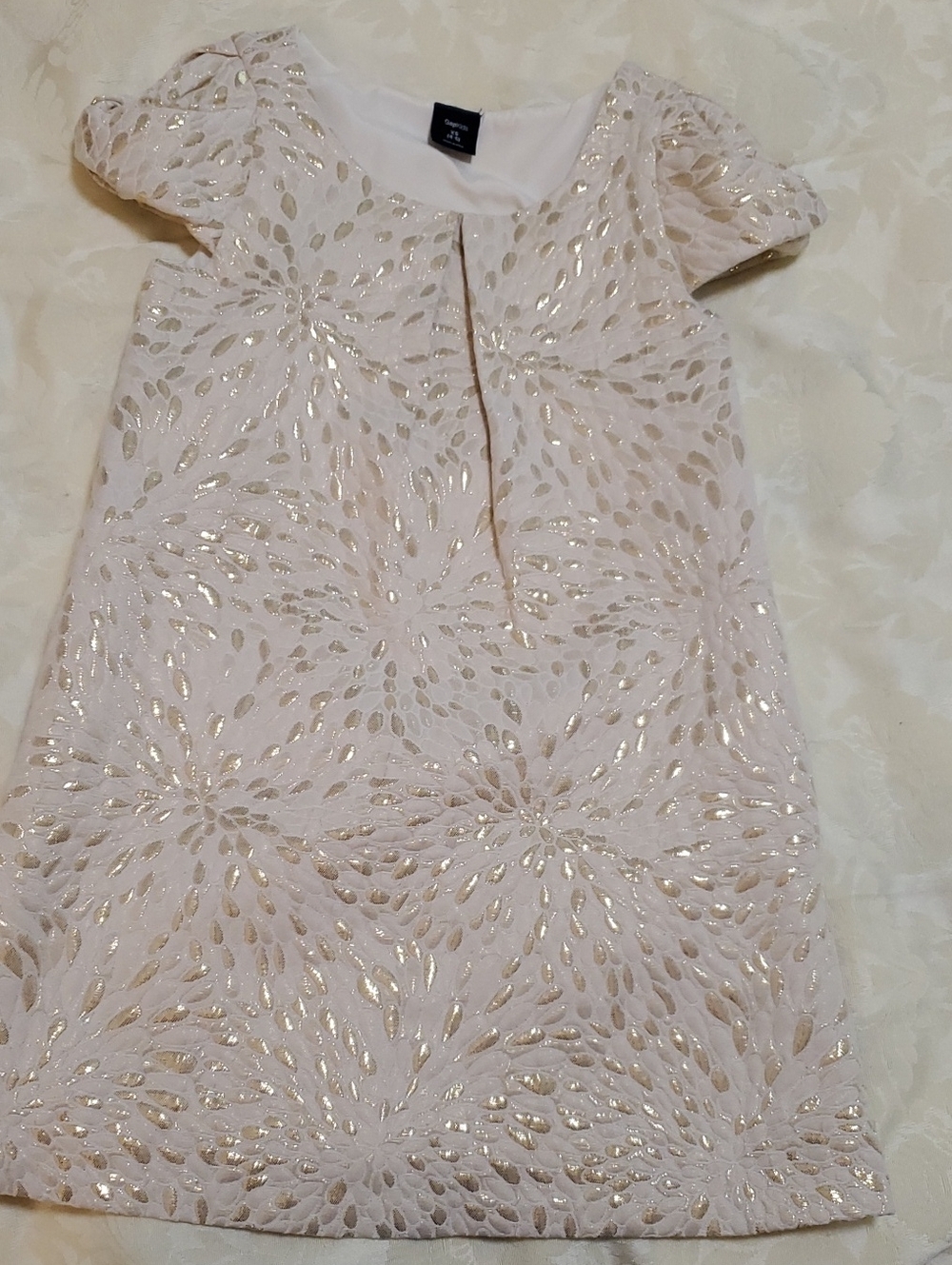 Gap Girls' Gold/Cream Special Occasion/Holiday Dress Size XS (4-5)